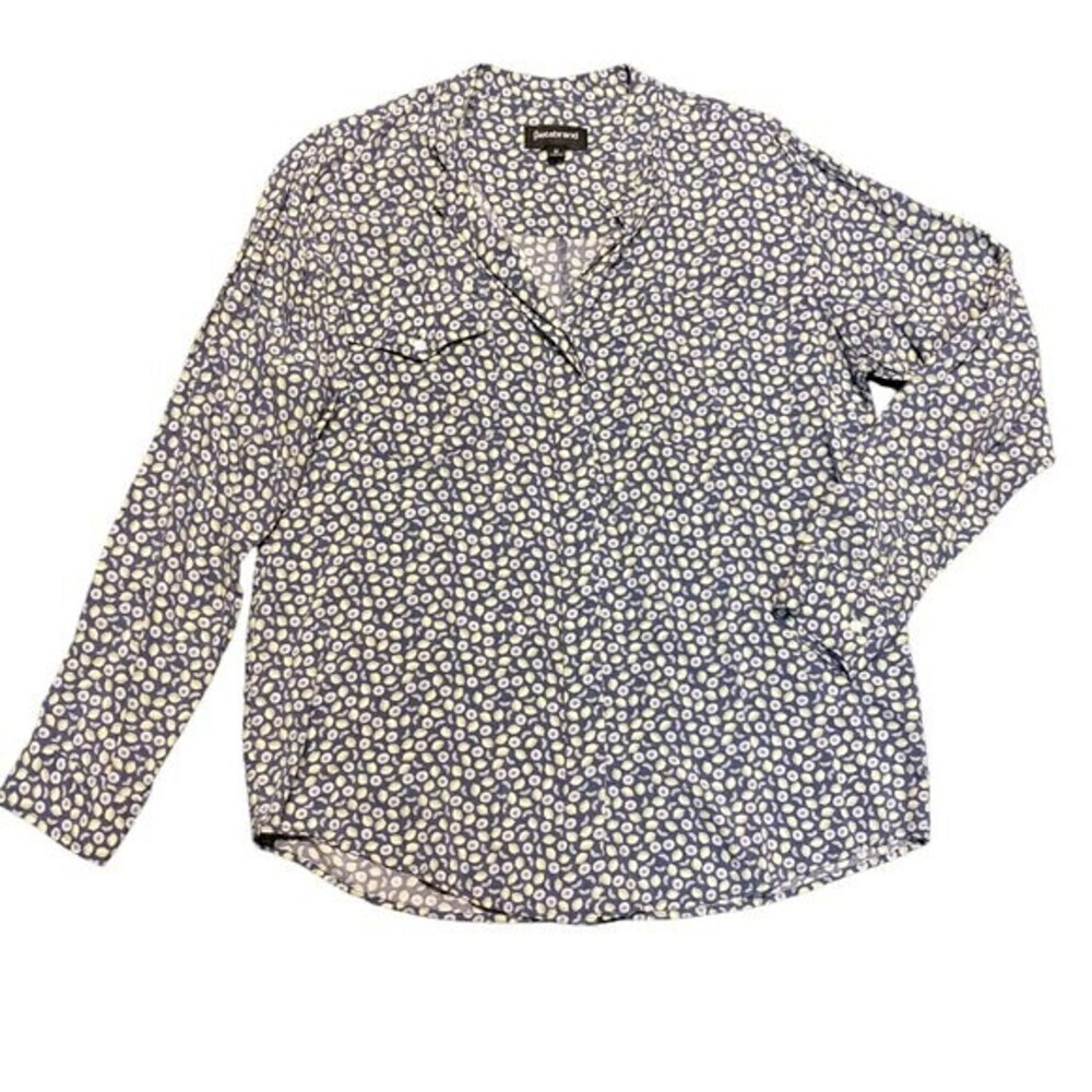 BETABRAND Lemon Printed Long Sleeve Button Up Blouse